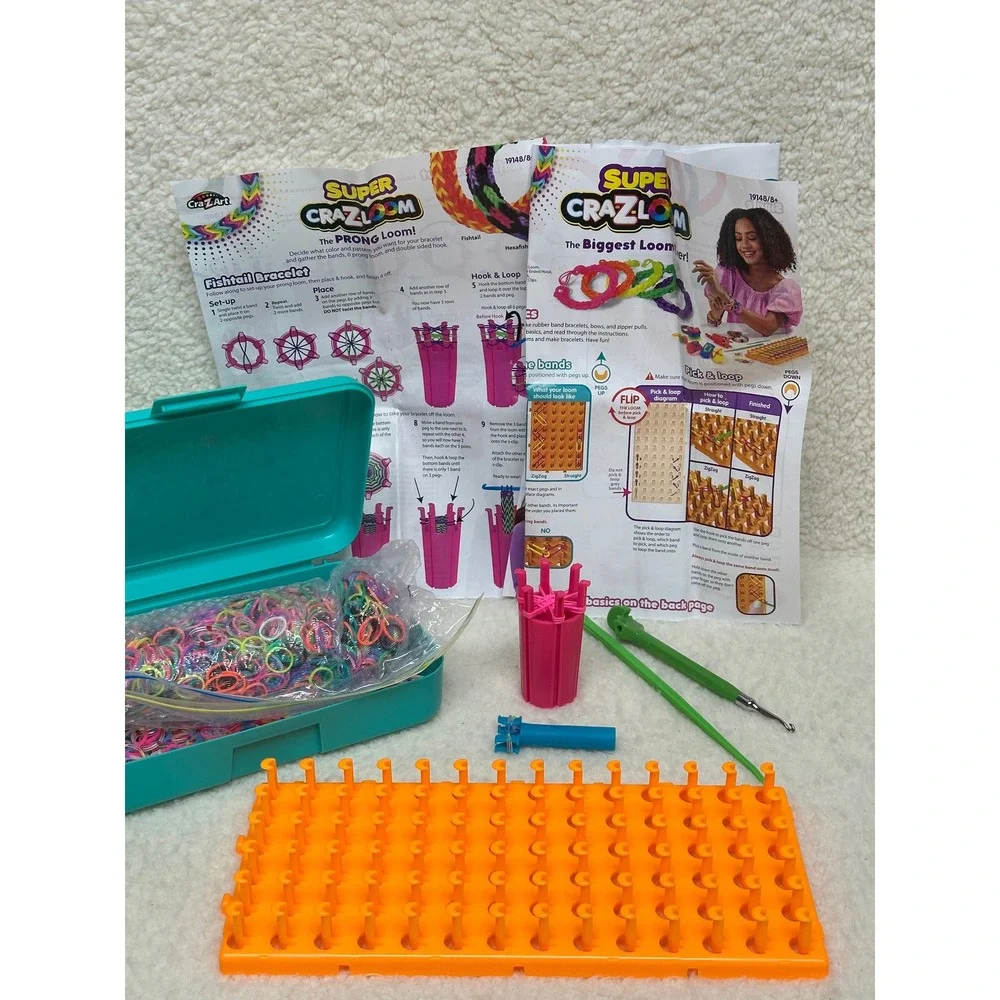 Cra-Z-Art Super Cra-Z-Loom Rubber Band Bracelet Maker Kit with Storage Case - Picture 7 of 7